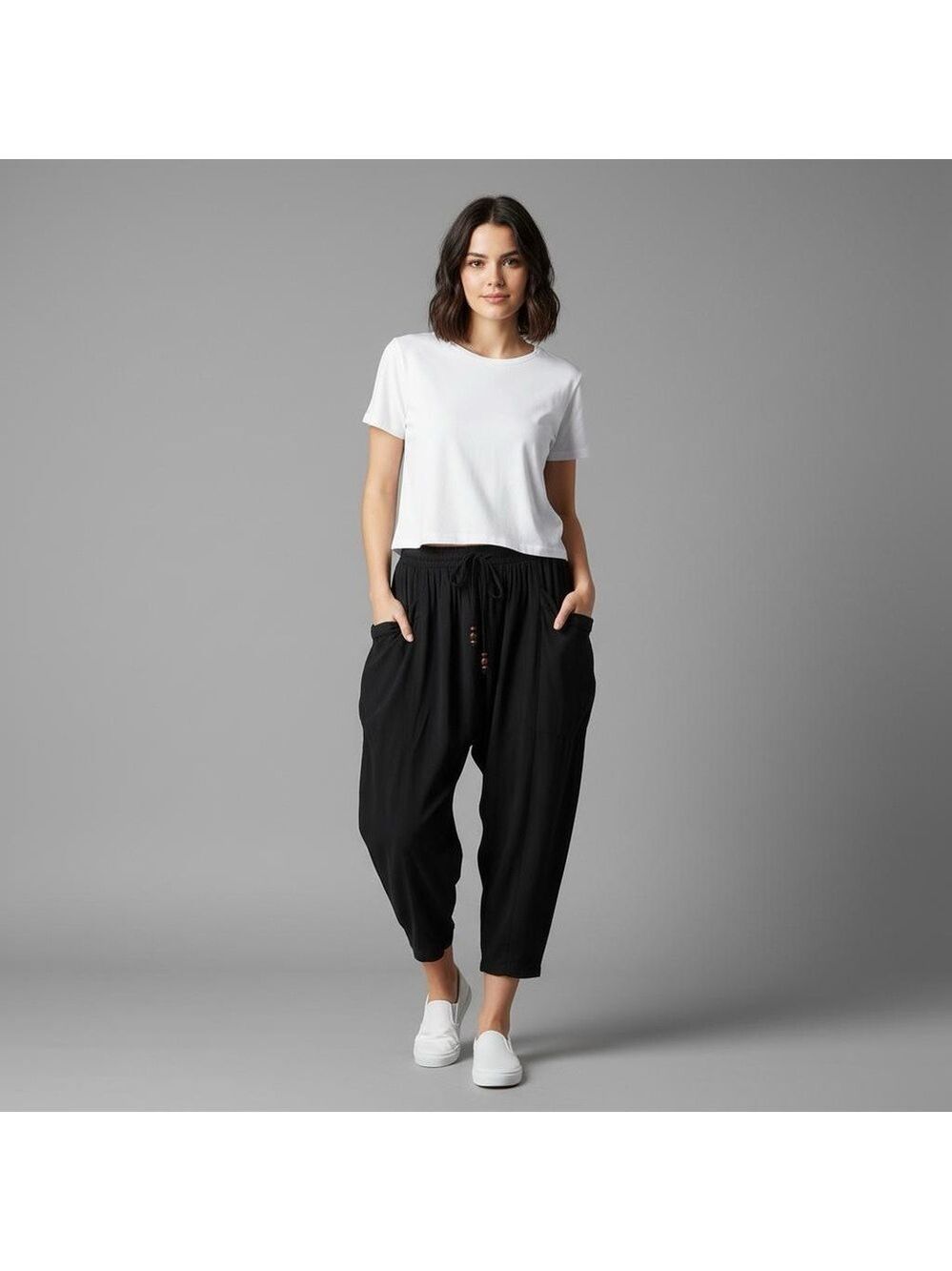 ZARA Relaxed Fit Slouchy Viscose Jersey Jogger Harem Pant Black Sz XS oversized